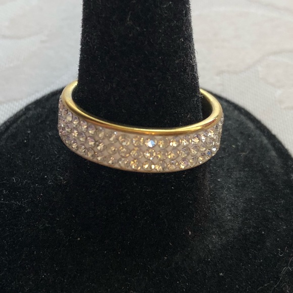 Size 9 Diamond Sparkler Fashion Golden Ring Stainless Steel Band - Picture 3 of 8